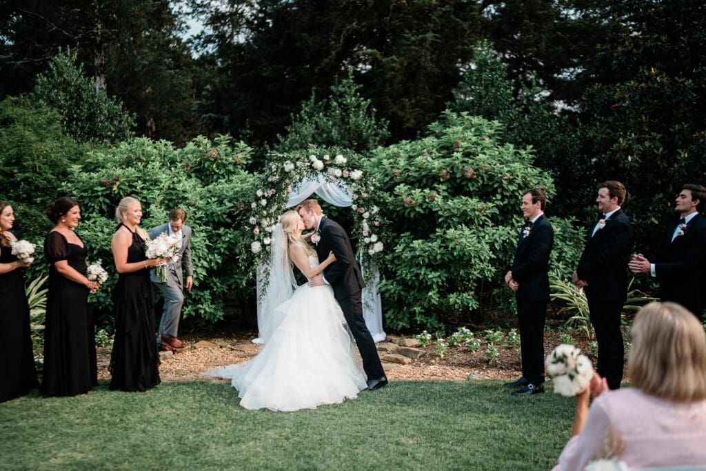 Wedding first kiss