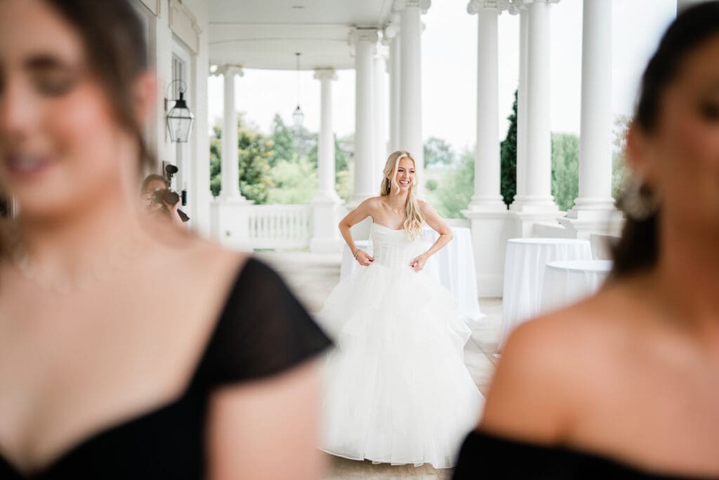 Bride first look Huntsville botanical gardens
