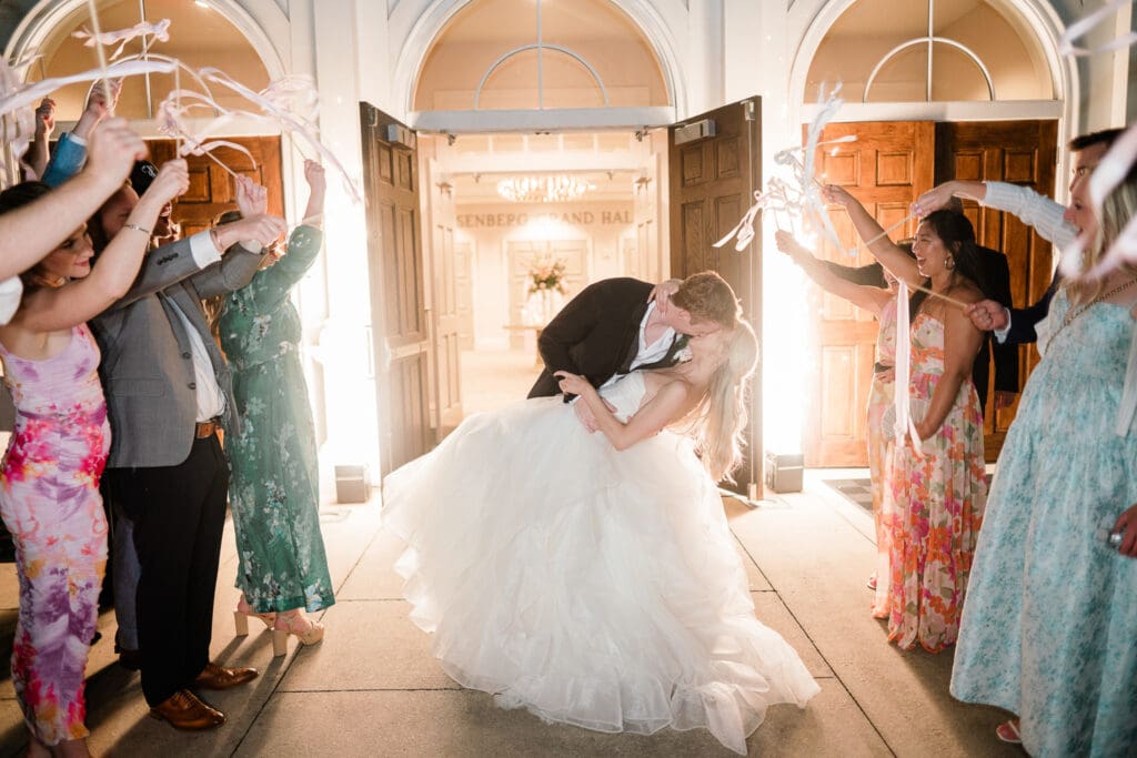 exit kiss bride and groom